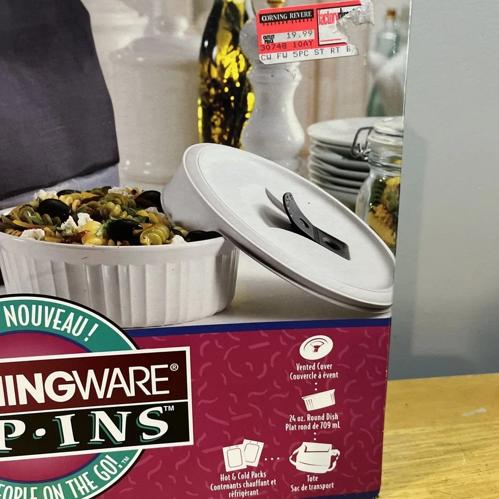 Corningware Pop-ins 24 Oz Oval Container W/ Lid Carrying Case Hot Cold Pack NOS‎